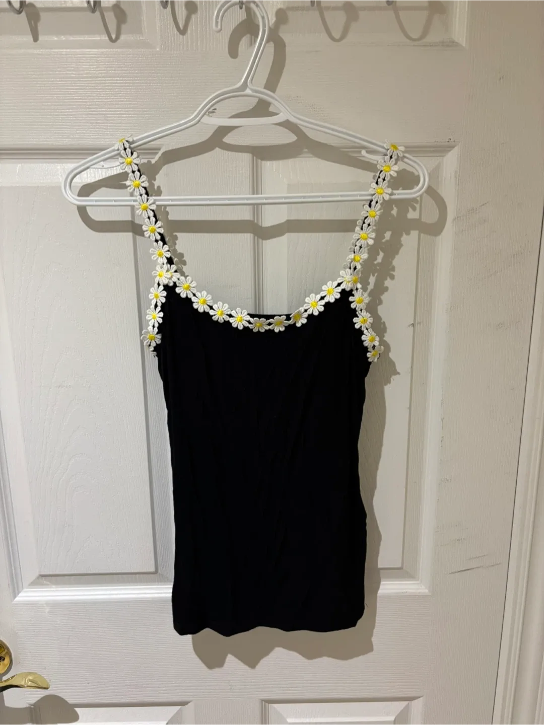 Black Tank Top with Daisy Trim thumbnail