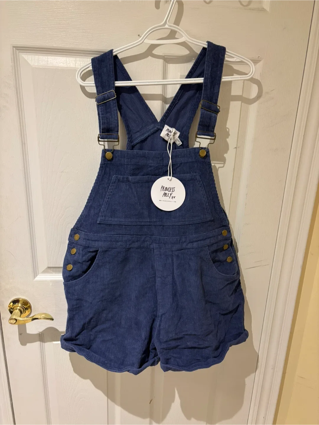 Princess Polly Corduroy Overalls in Navy thumbnail