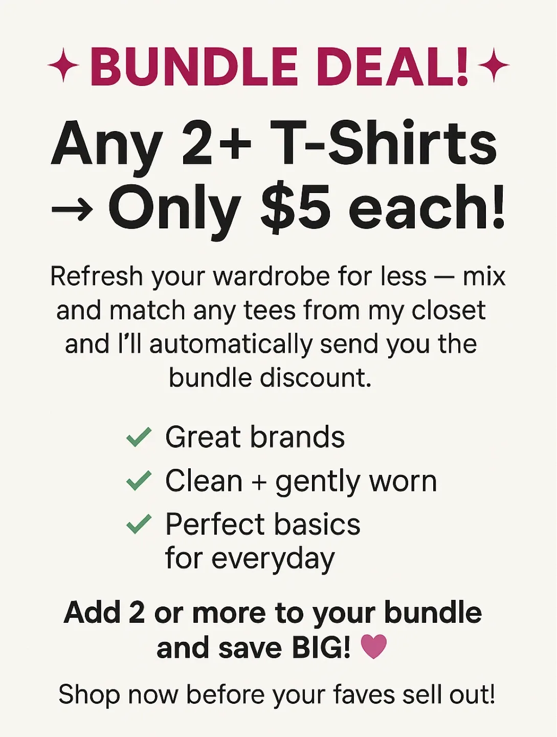 T-Shirt Bundle Deal - $5 Each!