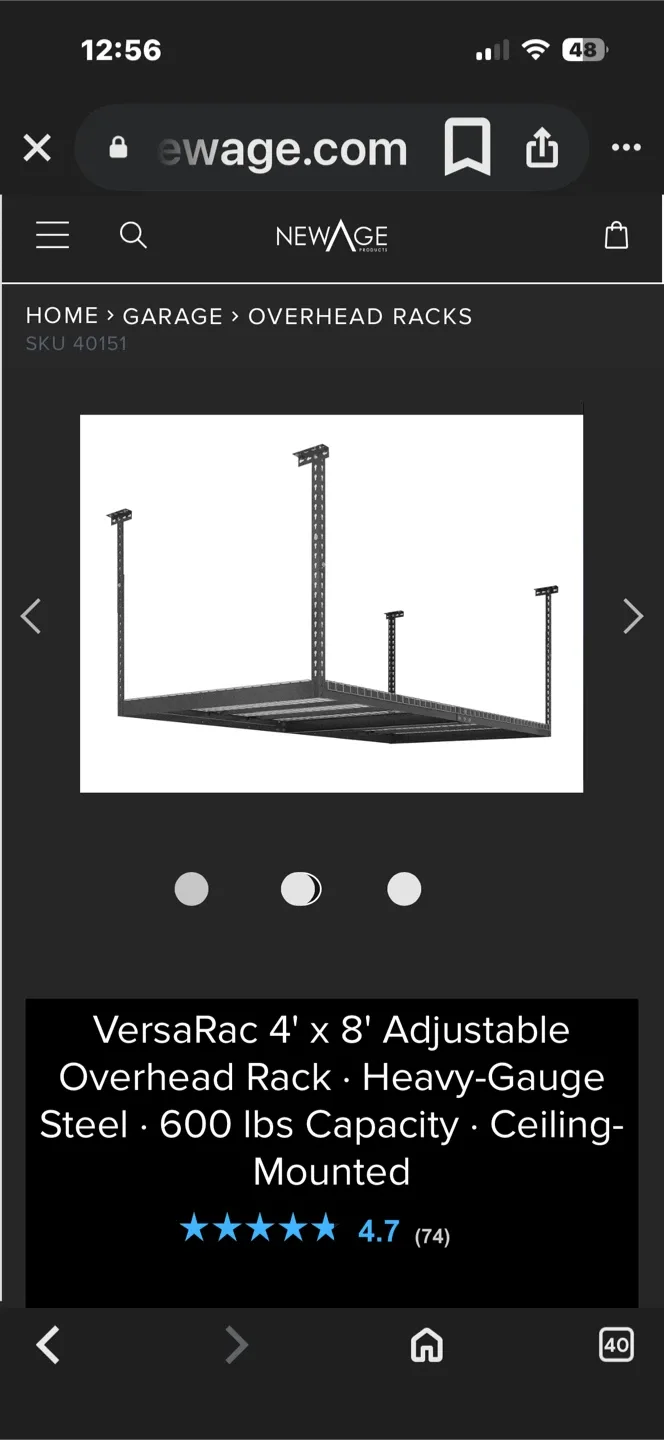 VersaRac 4' x 8' Adjustable Overhead Rack image indicator(4)