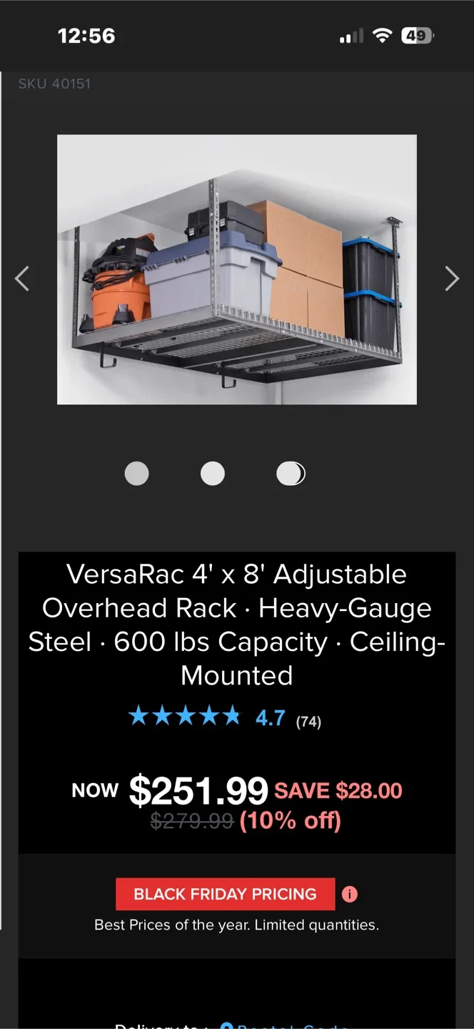 VersaRac 4' x 8' Adjustable Overhead Rack image indicator(2)