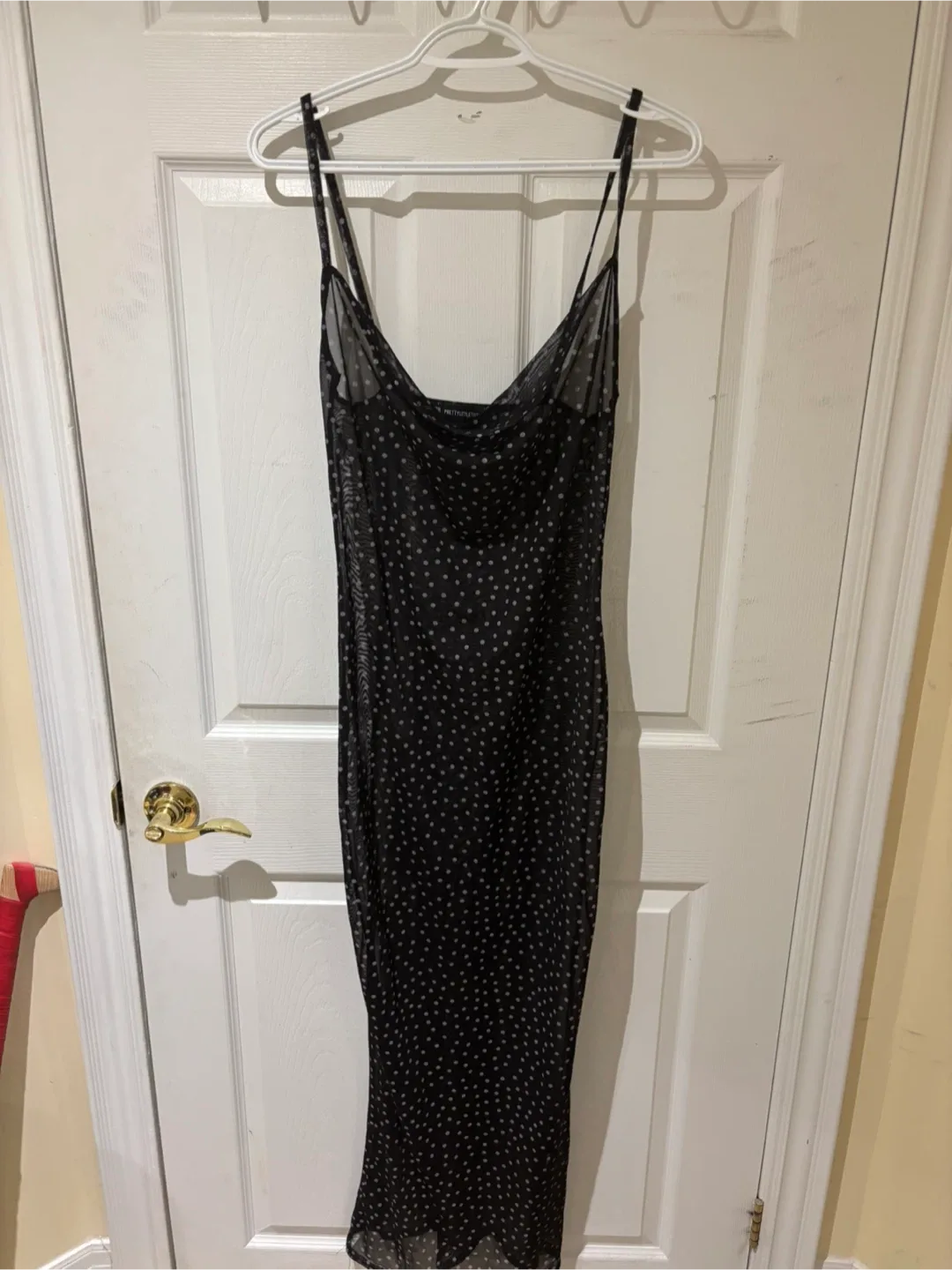 PrettyLittleThing Black Polka Dot Sheer Dress thumbnail