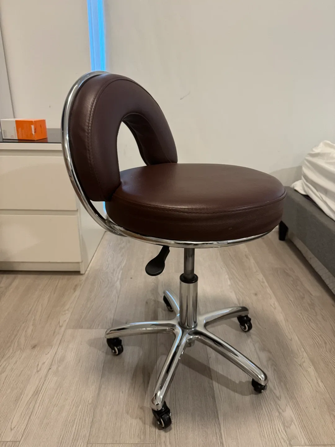 Adjustable Rolling Stool - Brown