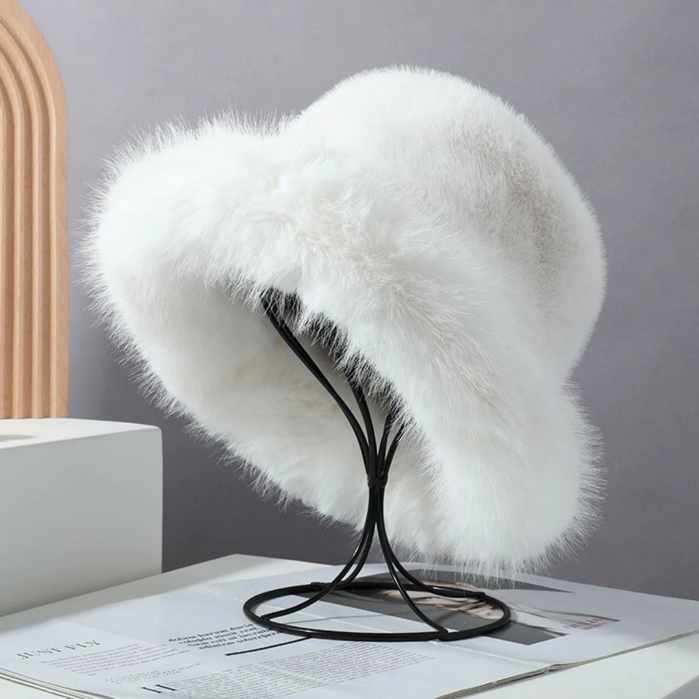 Fuzzy Bucket Hat - Winter White - photo 2