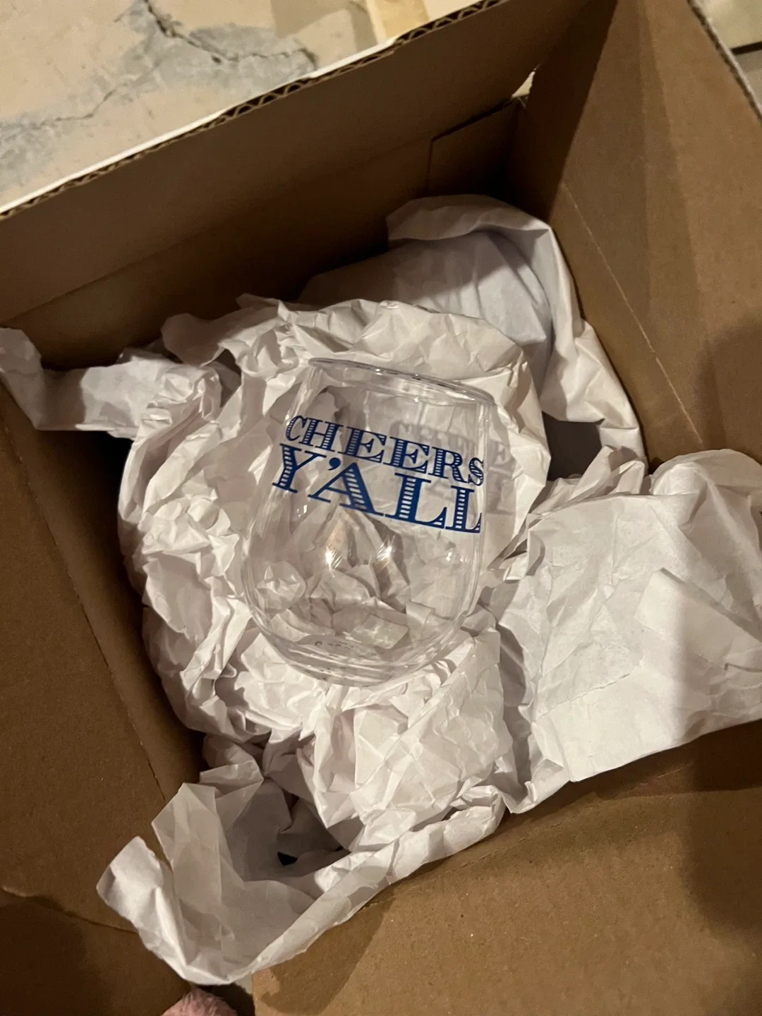 Crate & Barrel Cheers Y'all Wine Glass’ 4 set - New in Box!