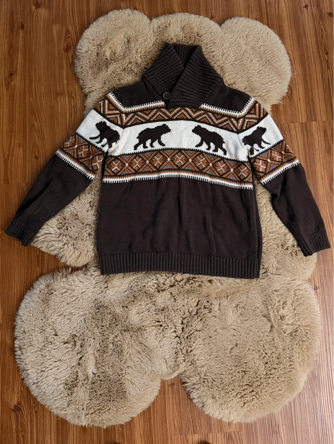 The Children Place Brown Bear Pattern Knit Sweater