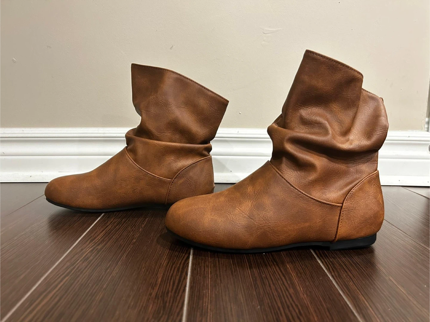 Brown Ankle Boots - Slip-On Leather Waterproof