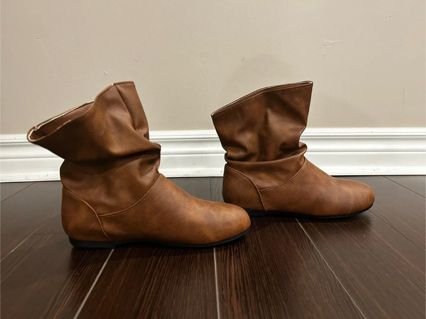 Brown Ankle Boots - Slip-On Leather Waterproof image indicator(4)