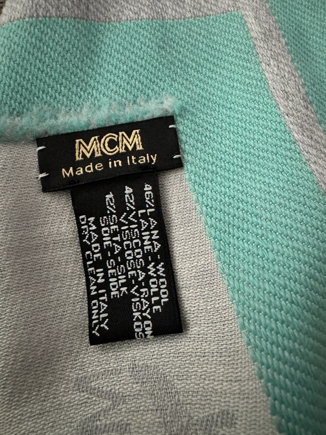 MCM Wool/Silk Scarf - Gray/Mint - photo 2