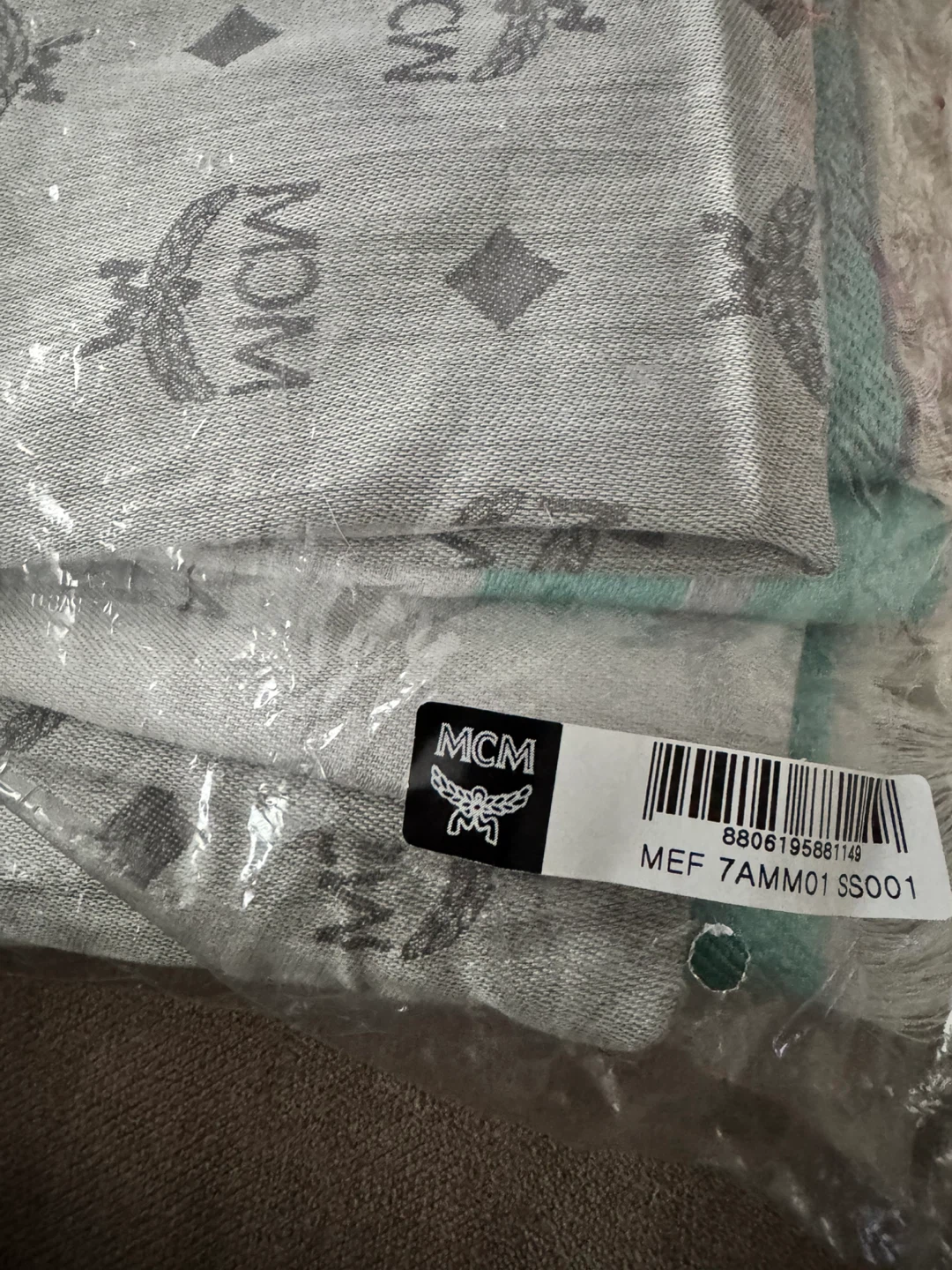 MCM Wool/Silk Scarf - Gray/Mint - photo 3