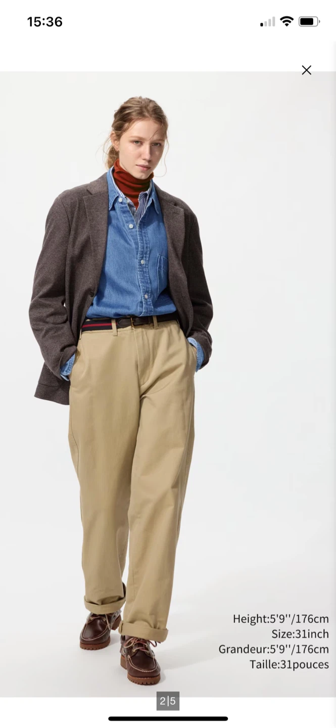 Unisex Uniqlo Straight Chino Pants - Dark Gray - 29 inch