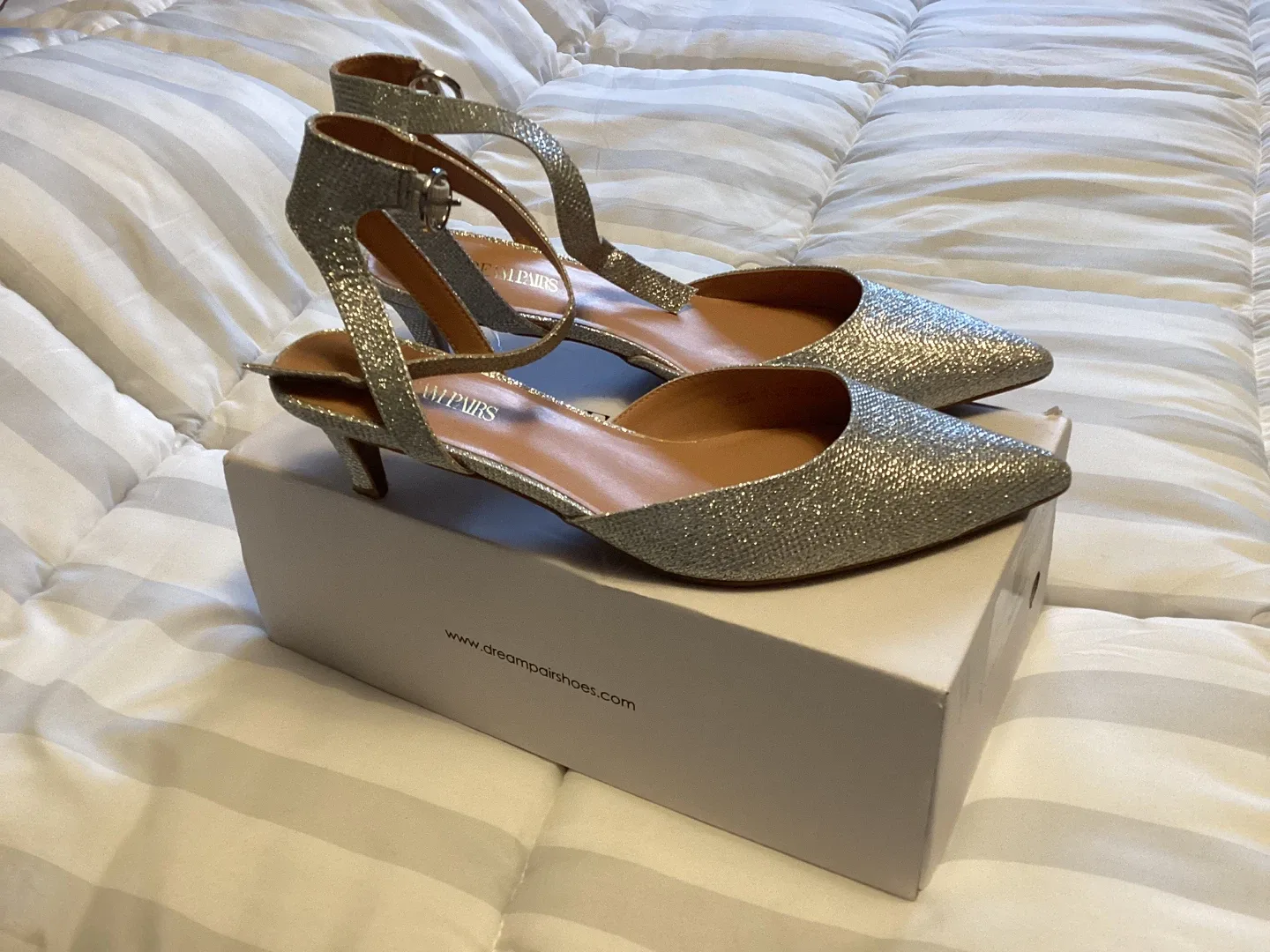 Dream Pairs Silver Glitter Heels