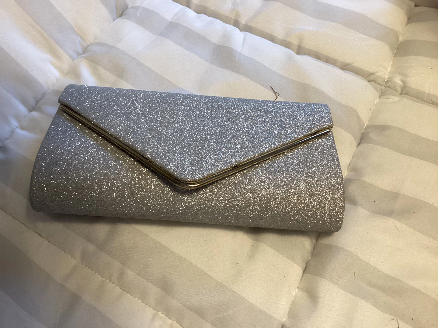 Silver Glitter Clutch Purse