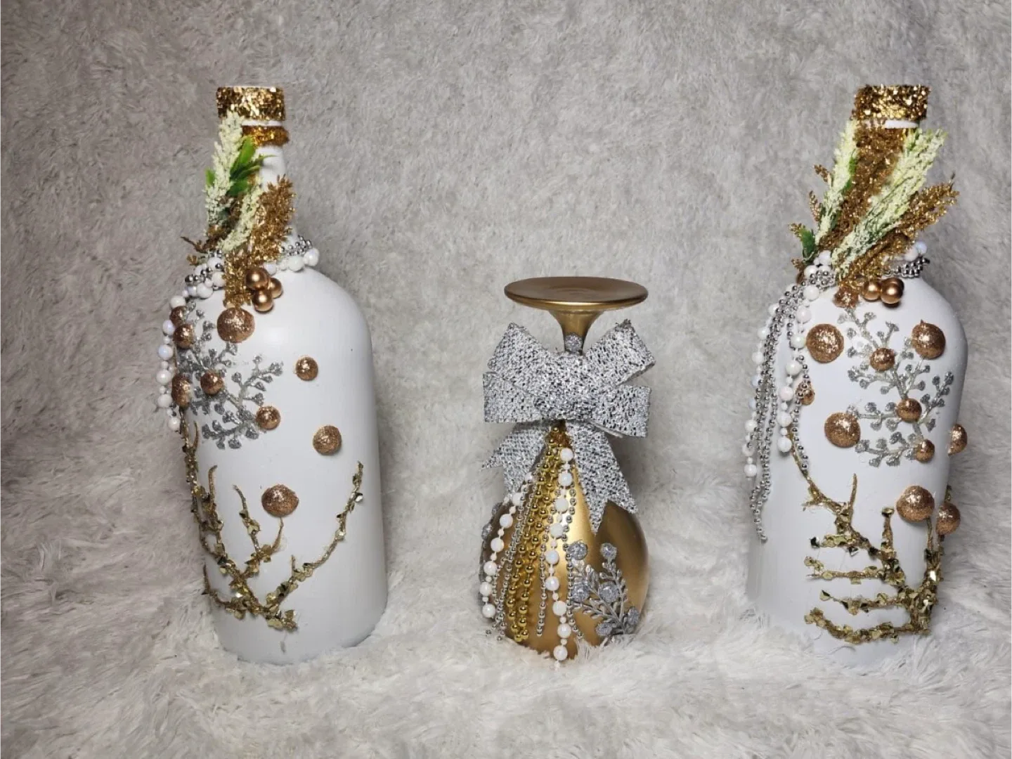 Handcrafted Holiday Wine Bottle & Candle Holders image indicator(6)