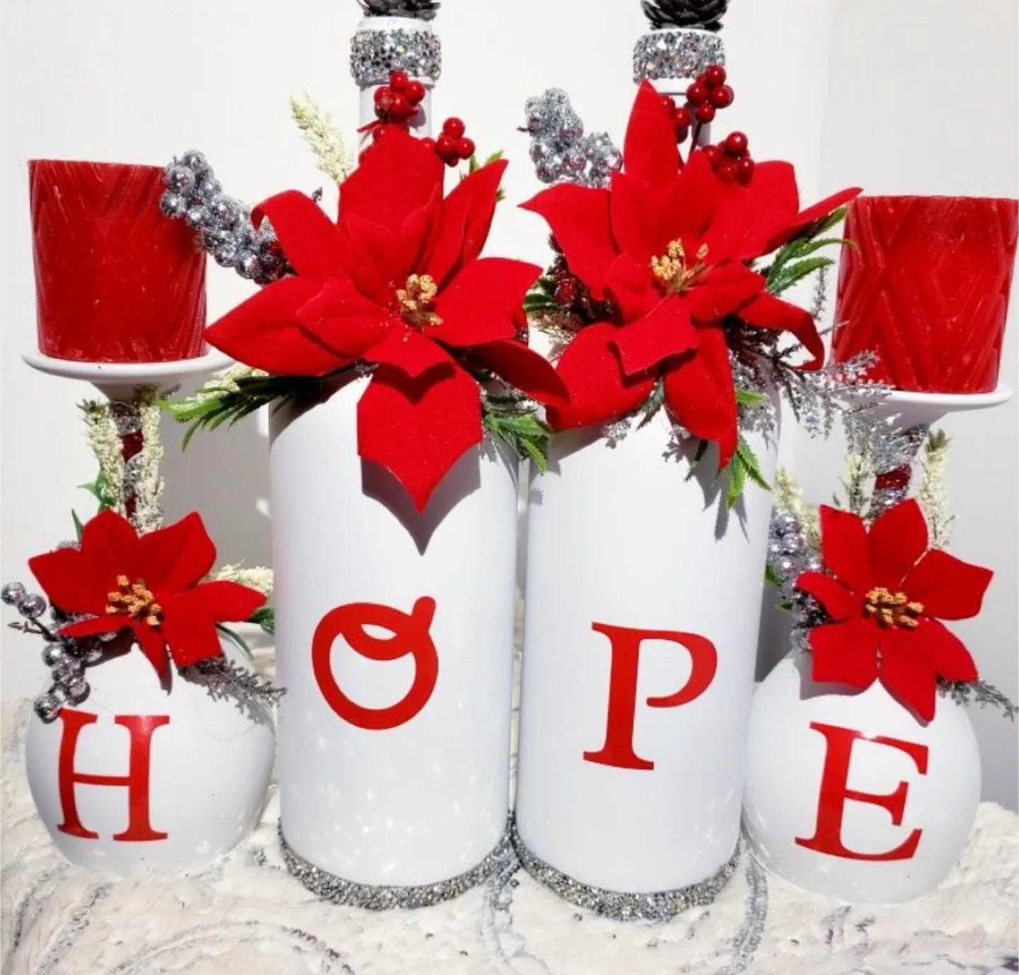 Handcrafted Holiday Wine Bottle & Candle Holders image indicator(2)