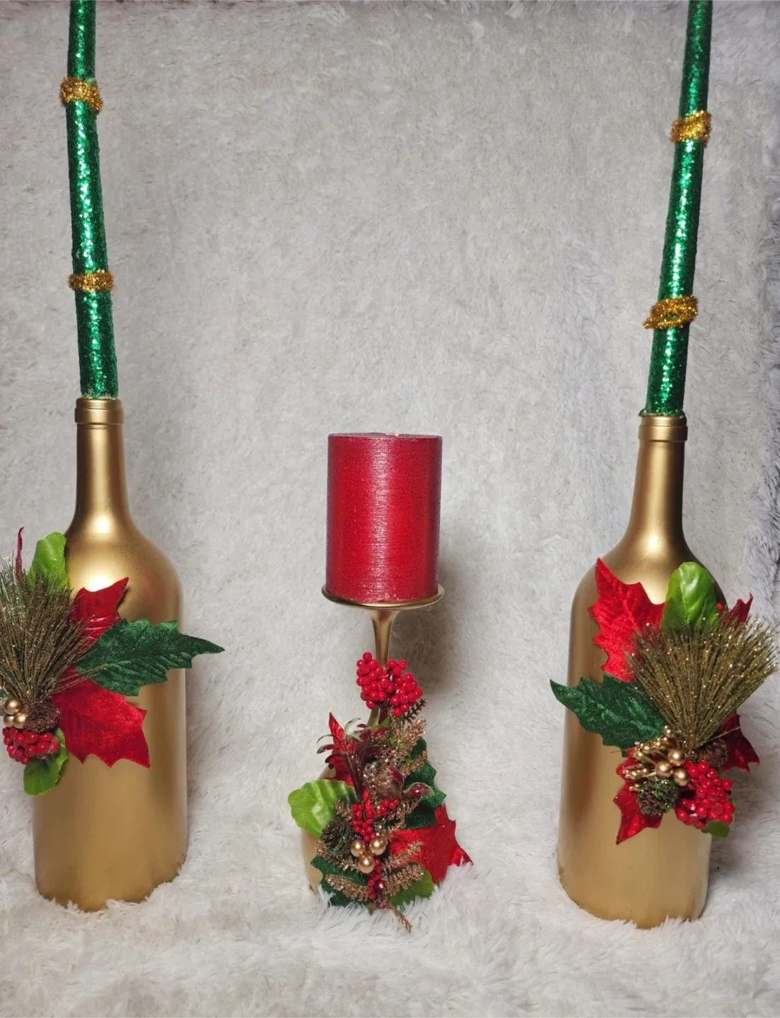 Handcrafted Holiday Wine Bottle & Candle Holders image indicator(5)