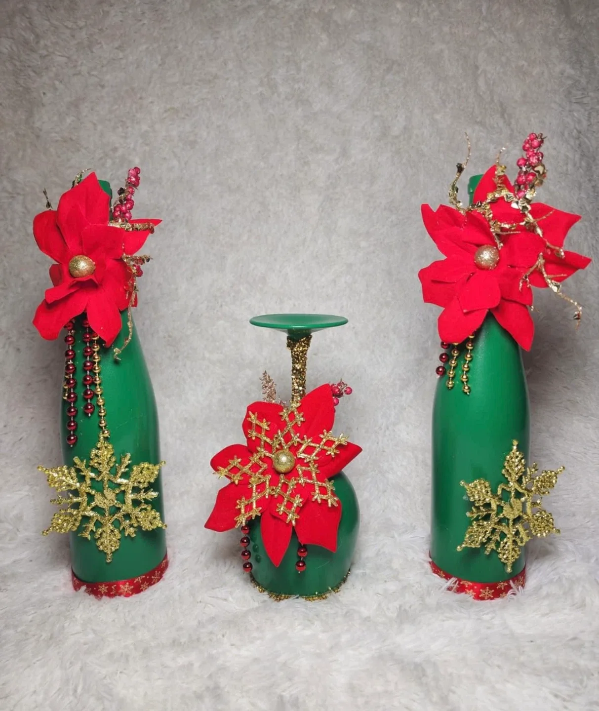 Handcrafted Holiday Wine Bottle & Candle Holders image indicator(7)
