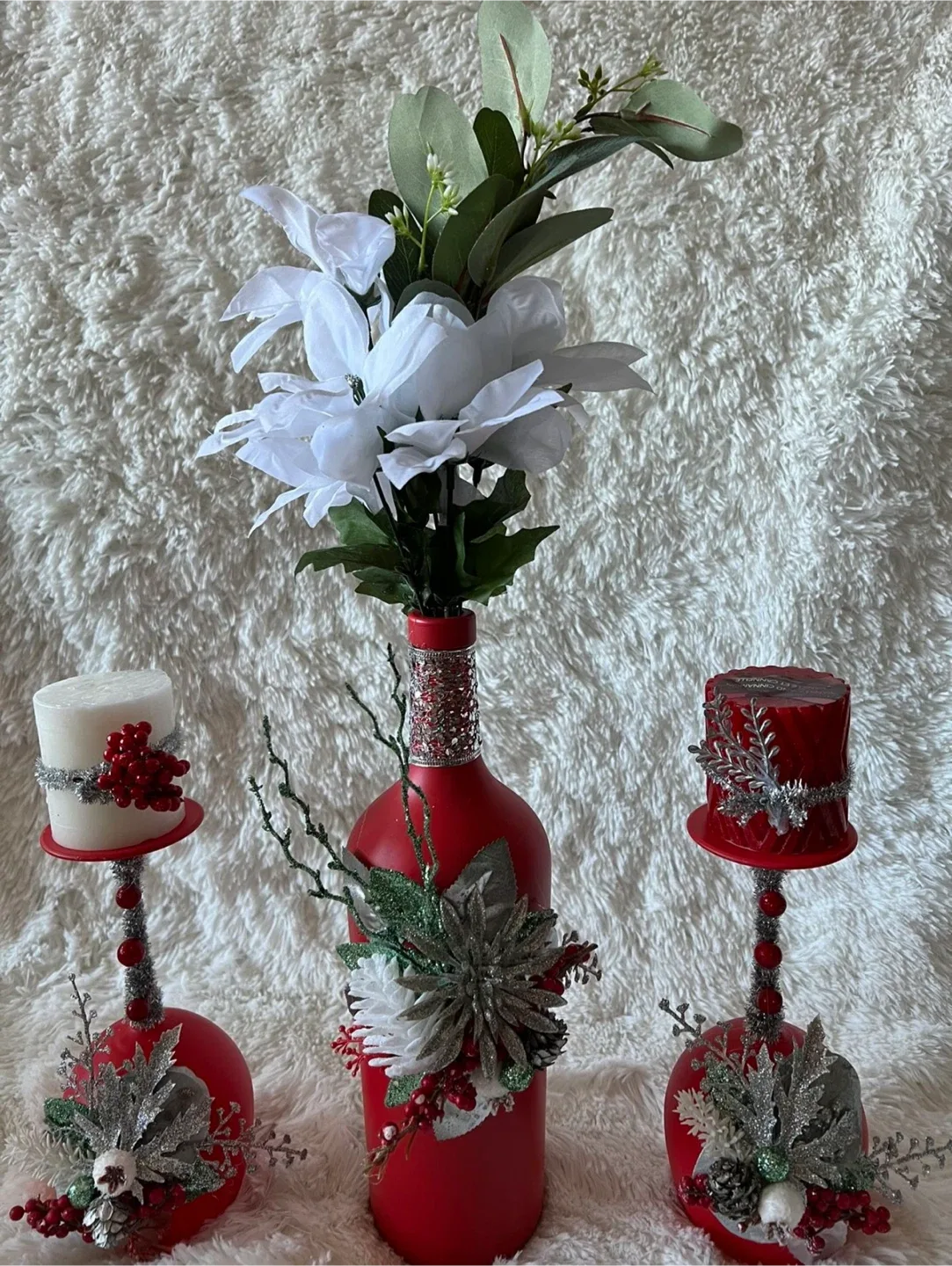 Handcrafted Holiday Wine Bottle & Candle Holders image indicator(8)