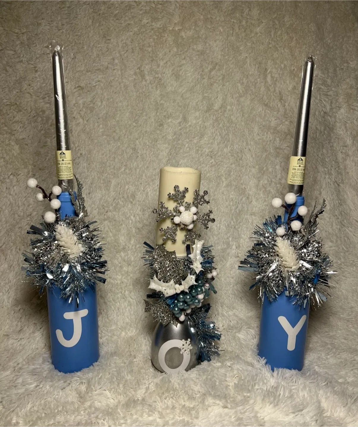 Handcrafted Holiday Wine Bottle & Candle Holders image indicator(9)