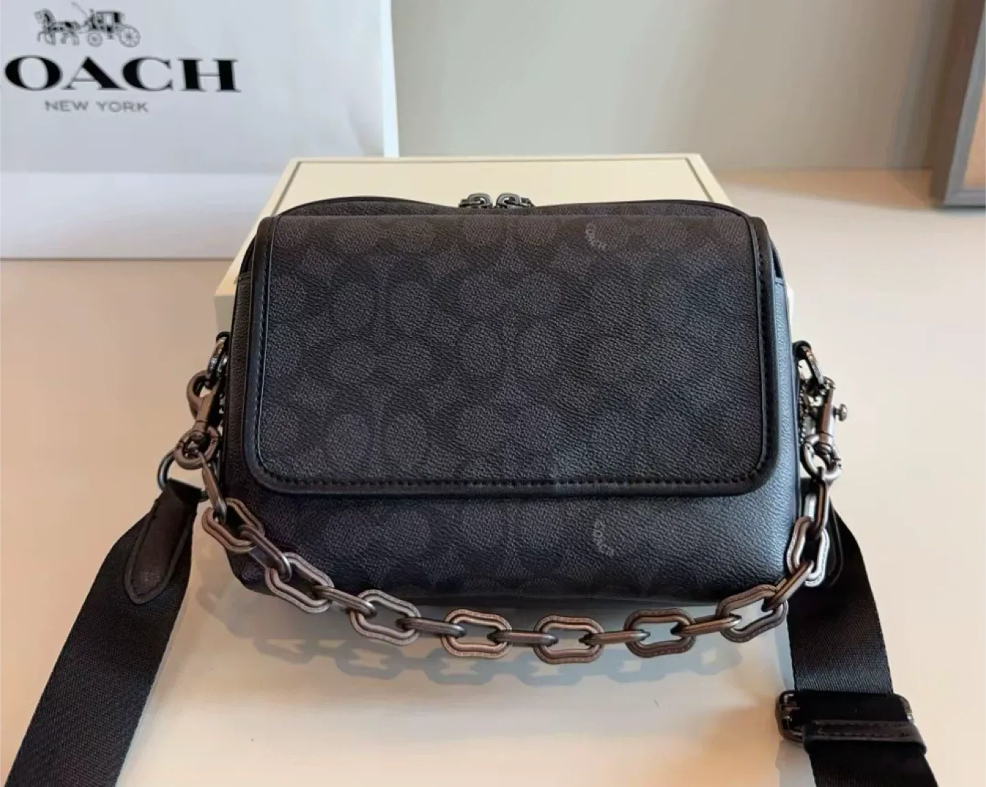 Coach Black Crossbody Bag with Chain image indicator(4)