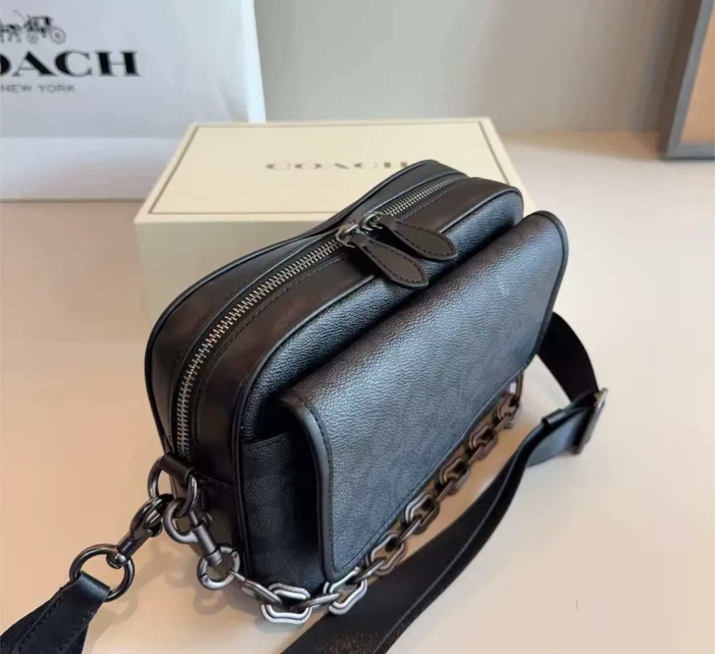 Coach Black Crossbody Bag with Chain image indicator(6)