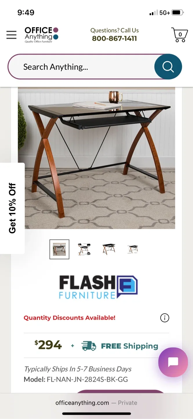 Flash Furniture Glass Computer Desk image indicator(2)