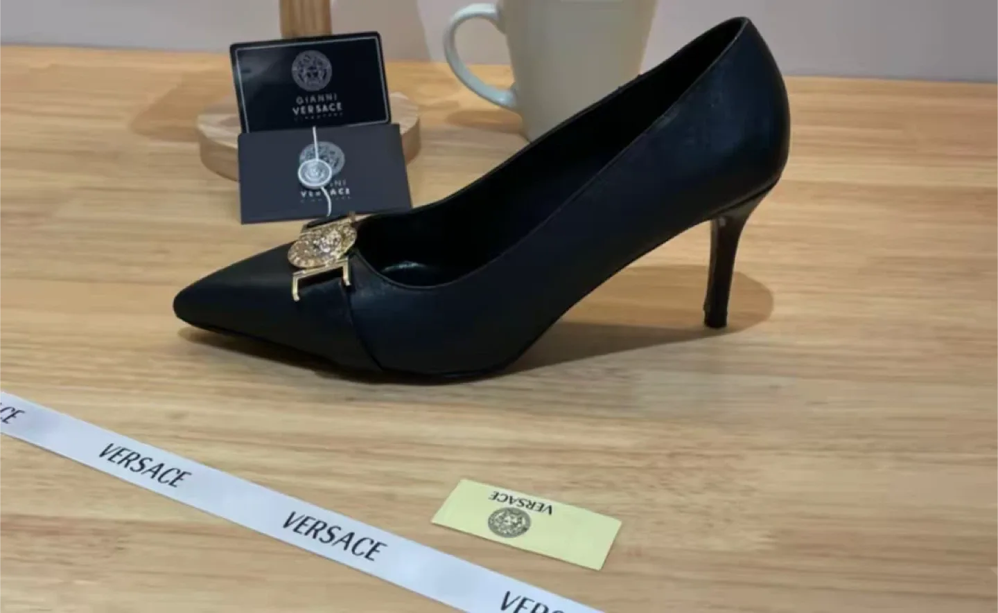 Versace Black Leather Pumps image indicator(5)