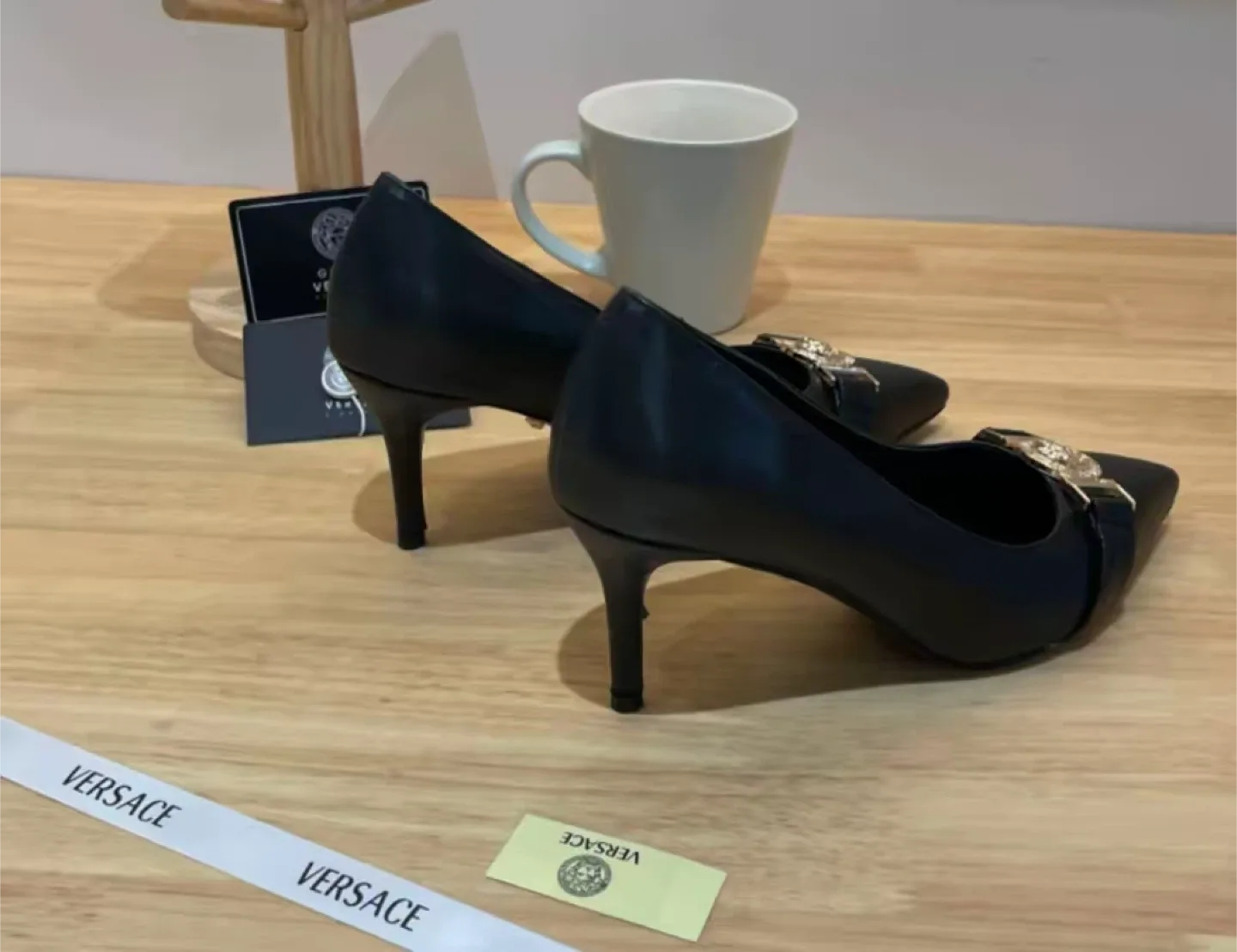 Versace Black Leather Pumps image indicator(4)