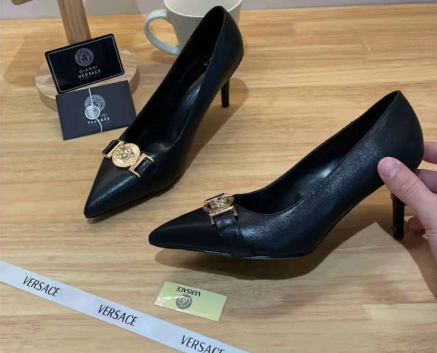 Versace Black Leather Pumps image indicator(3)