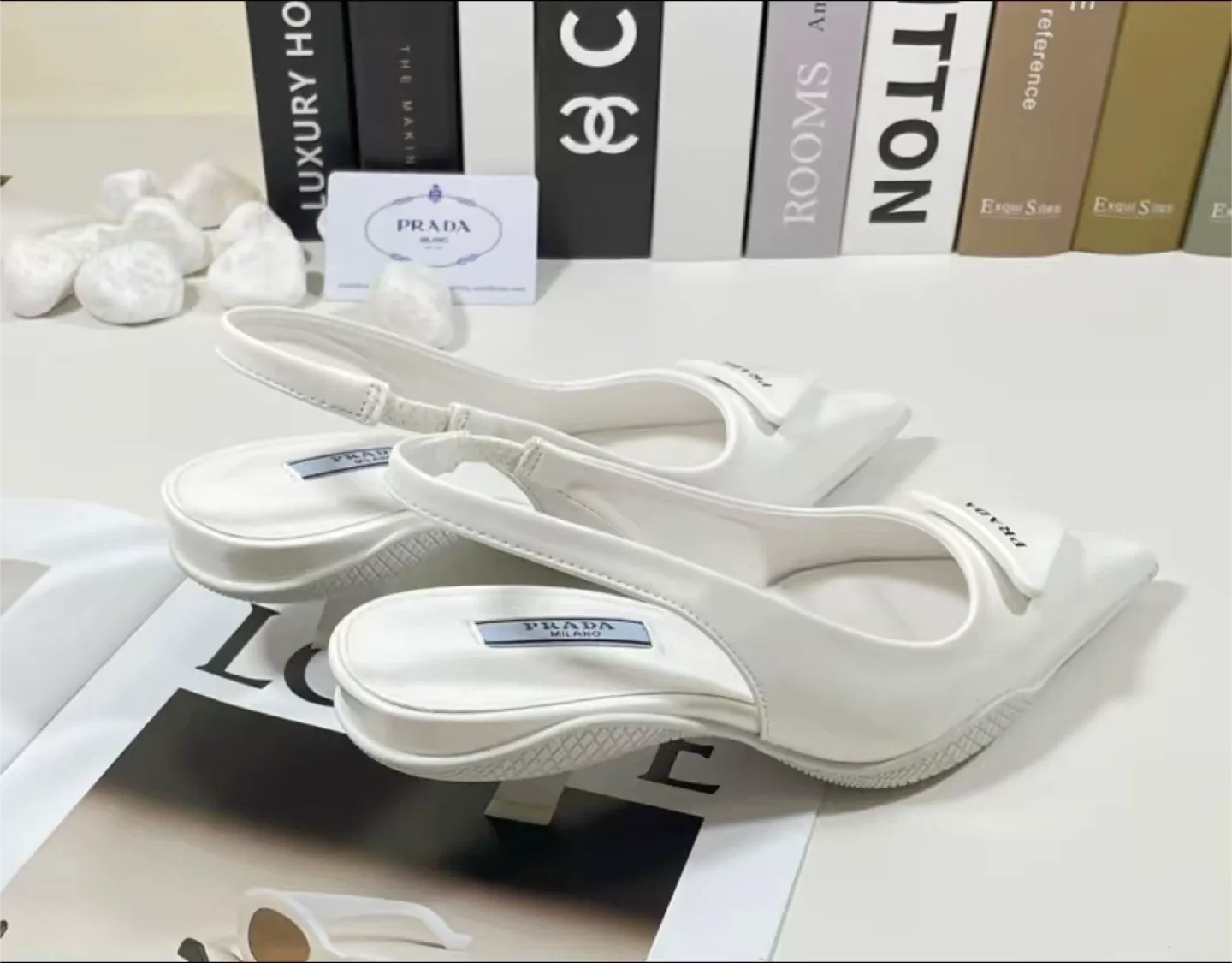 Prada White Slingback Heels image indicator(2)