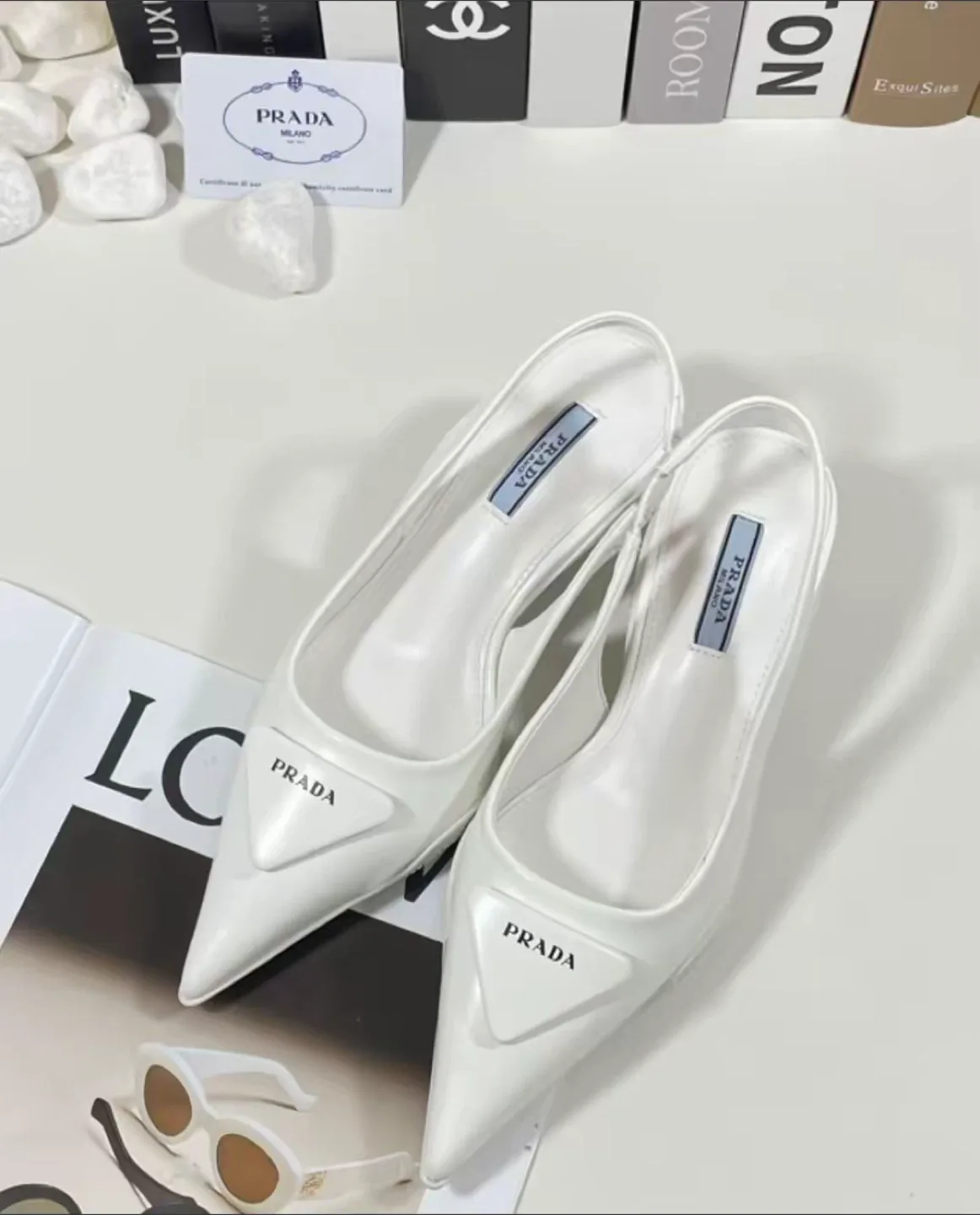 Prada White Slingback Heels thumbnail