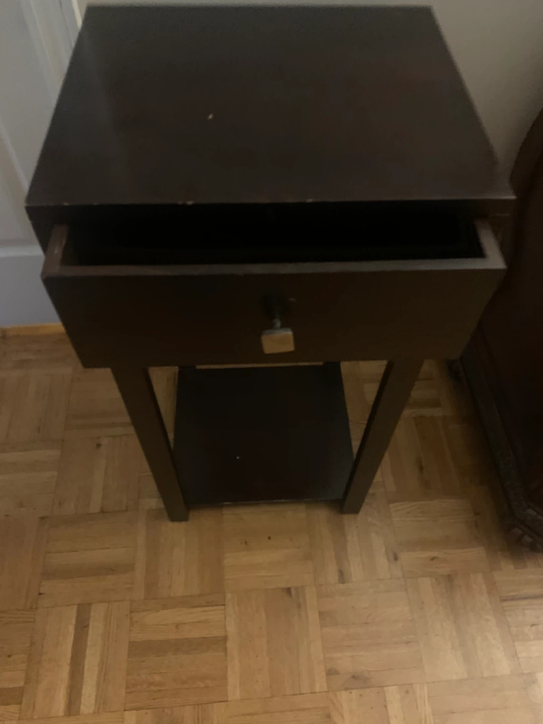 Brown Wood Nightstand with Drawer