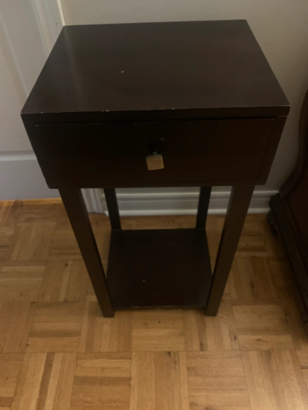 Brown Wood Nightstand with Drawer - photo 2
