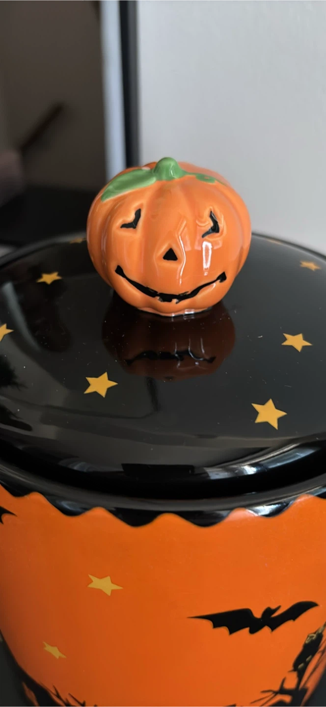 Halloween Ceramic Jar with Pumpkin Lid - photo 2