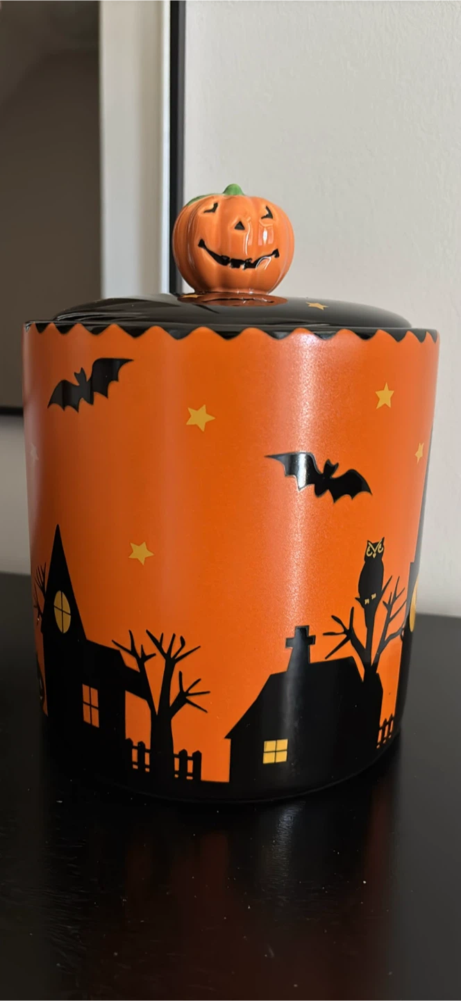 Halloween Ceramic Jar with Pumpkin Lid