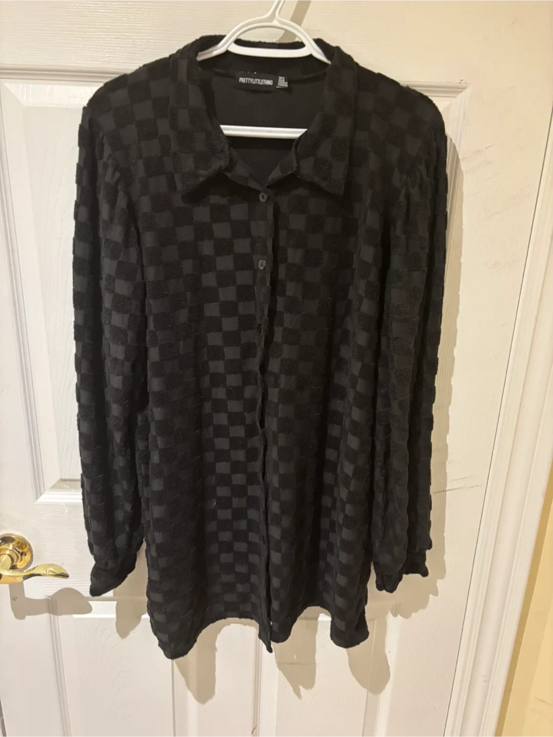 PrettyLittleThing Black Checkered Shirt thumbnail