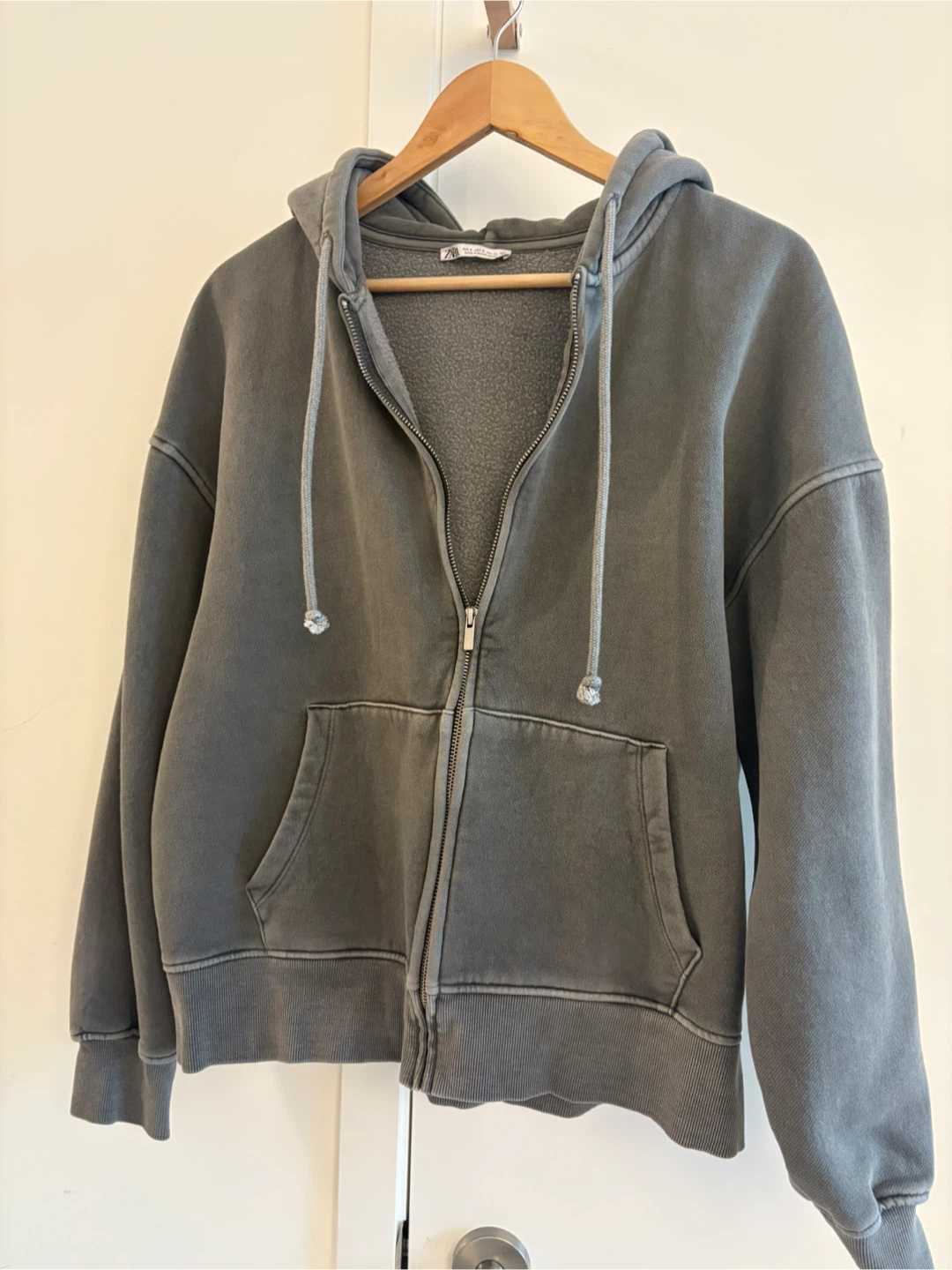 Zara Grey Zip-Up Hoodie - Size S