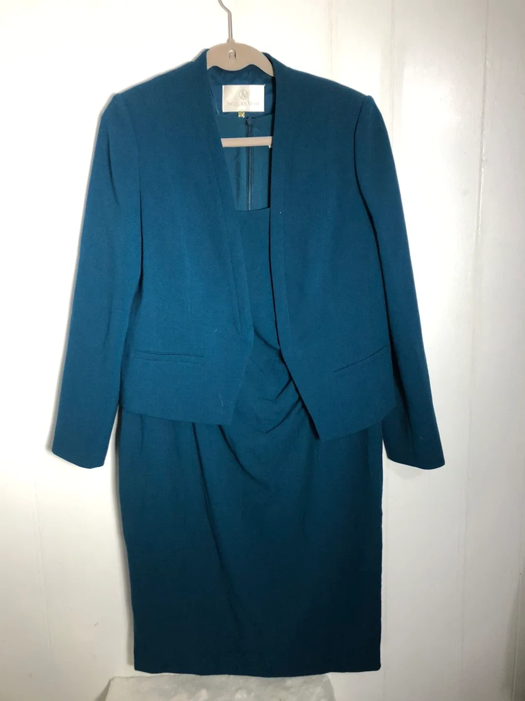 Women’s Teal Suit. Dress and Blazer. Size 14. Jacques Vert.