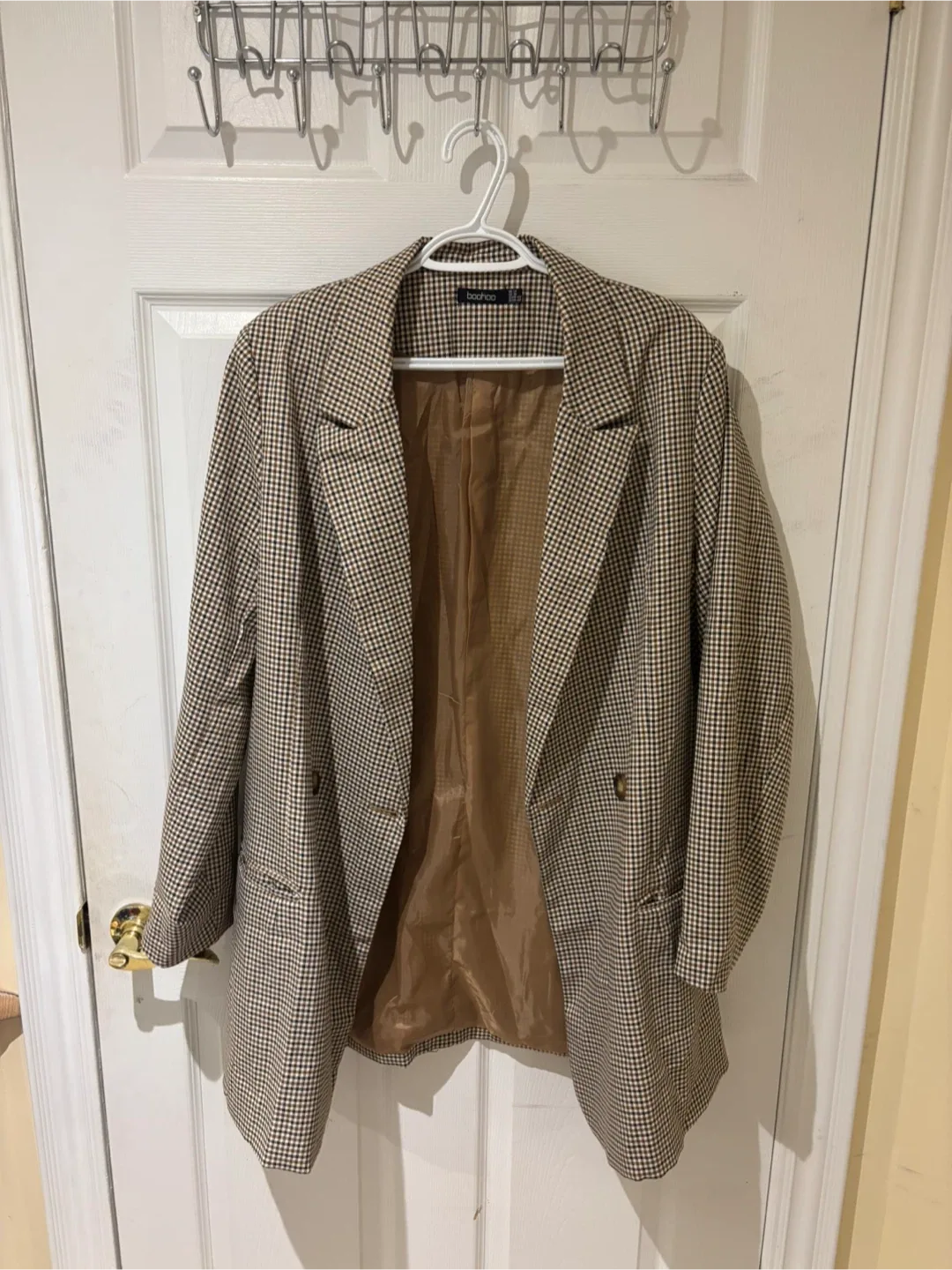 Boohoo Brown Checkered Blazer thumbnail