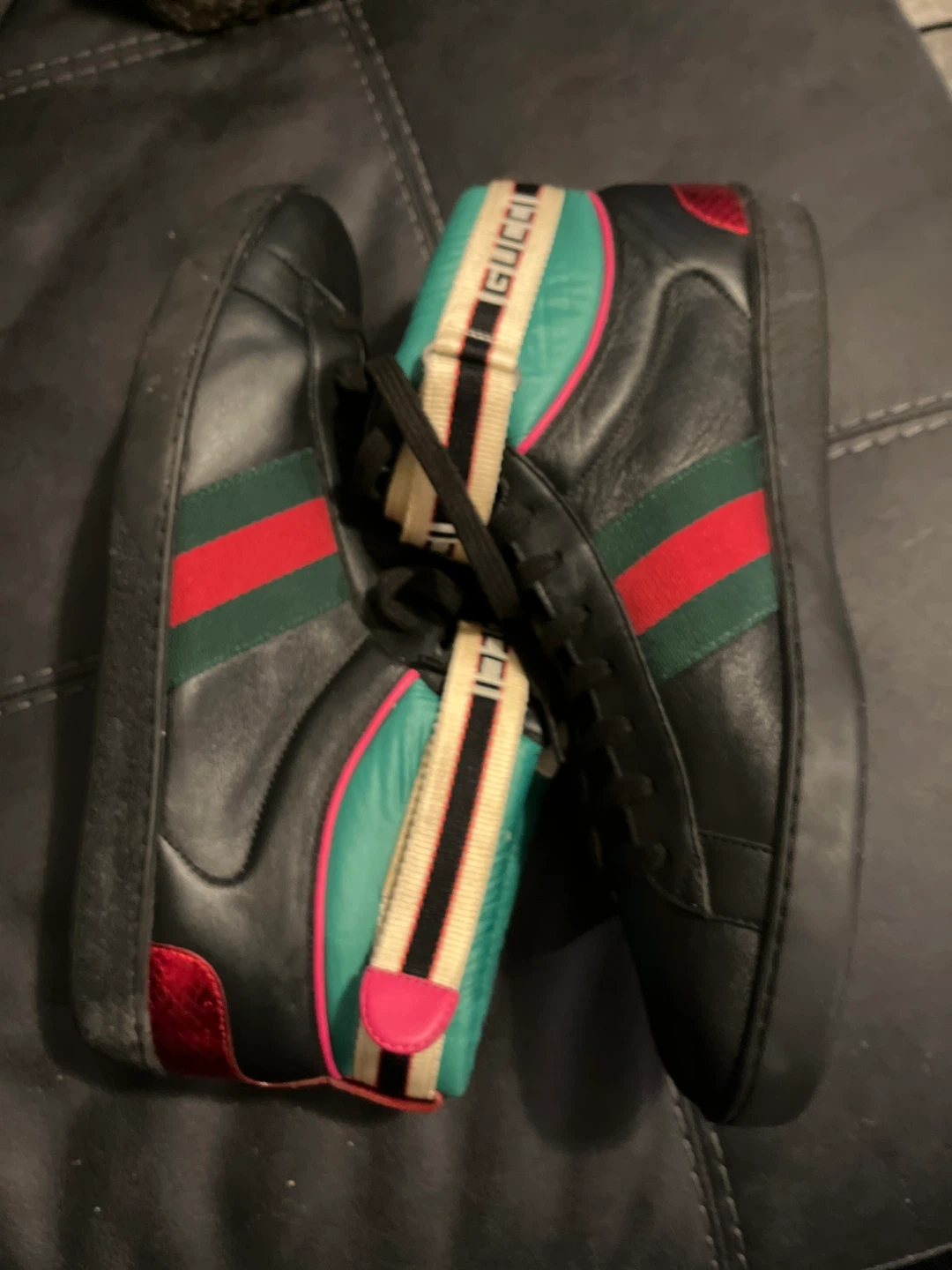 Gucci Black Leather High-Top Sneakers
