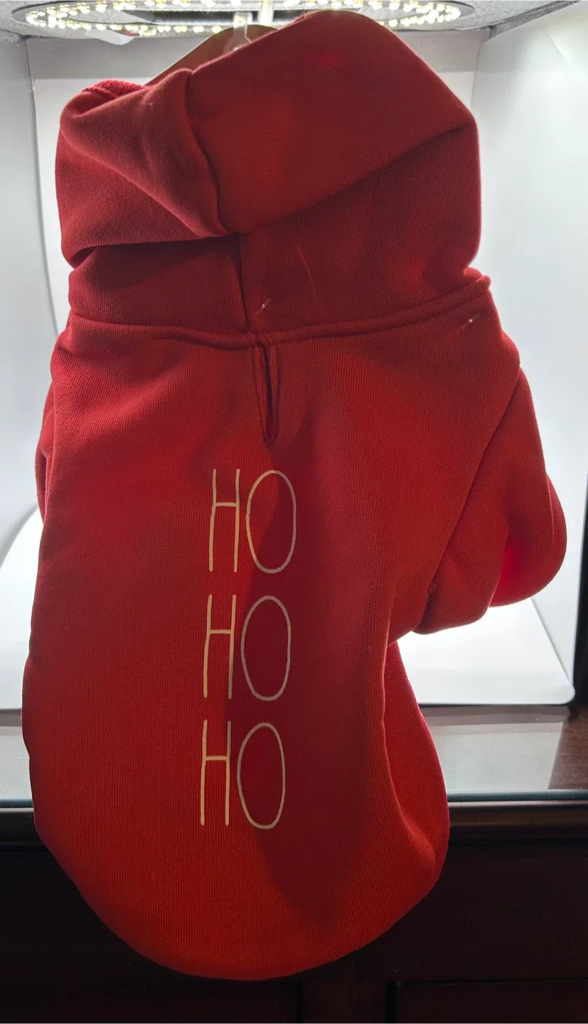 Rae Dunn  HO HO HO Red Dog Hoodie - XS