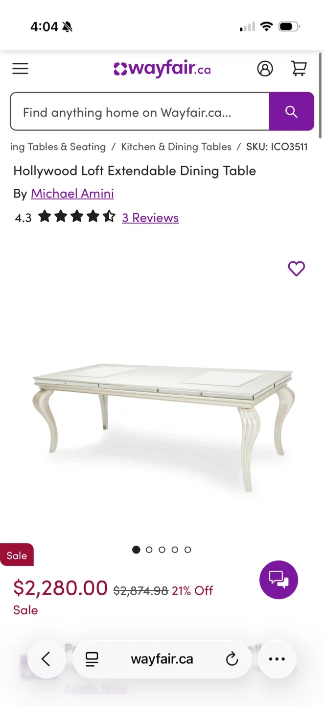 Michael Amini Hollywood Loft Extendable Dining Table image indicator(5)