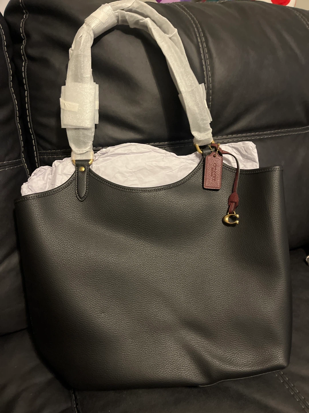 New Coach Black Leather Tote Bag
