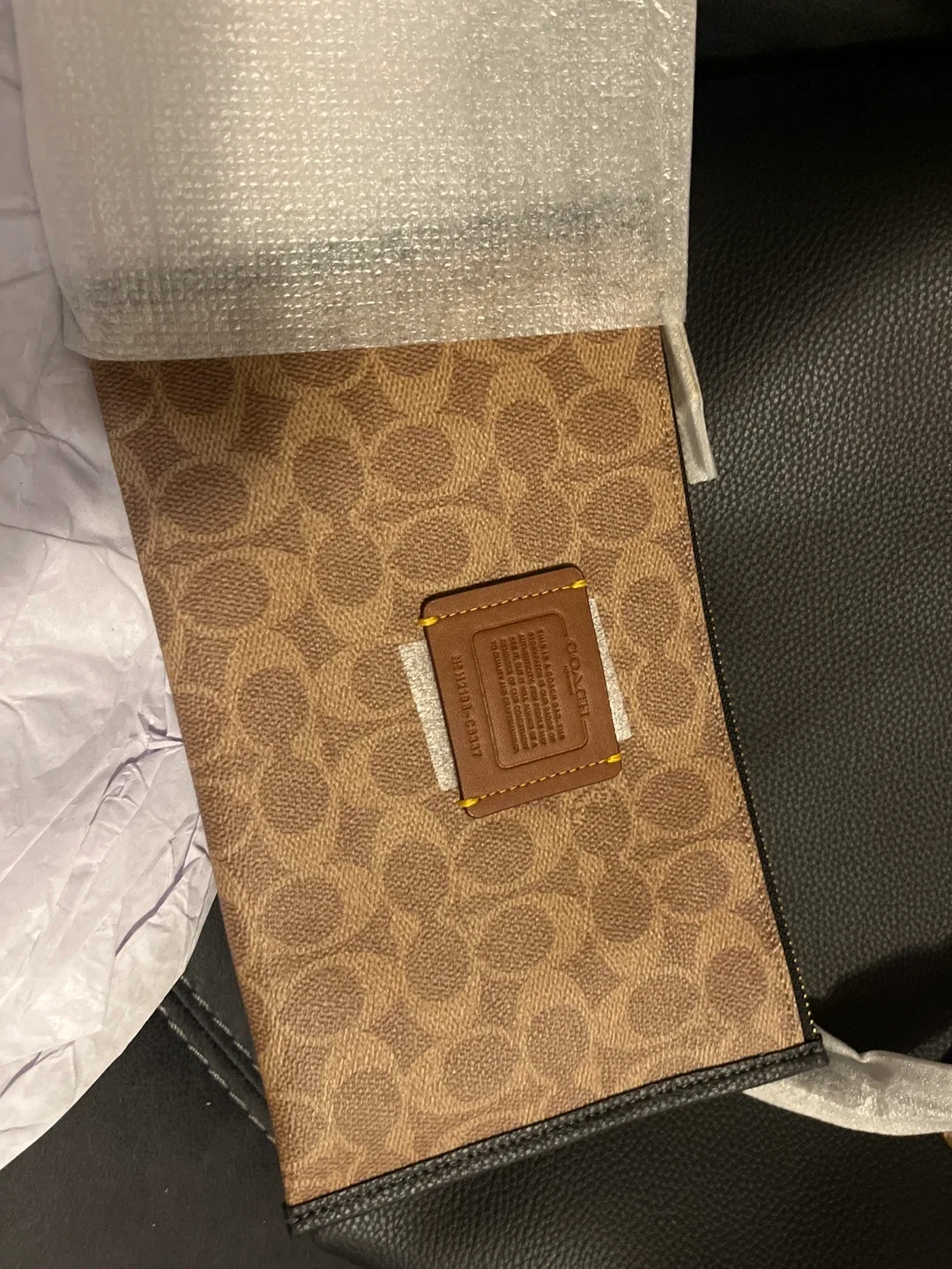 New Coach Black Leather Tote Bag image indicator(3)