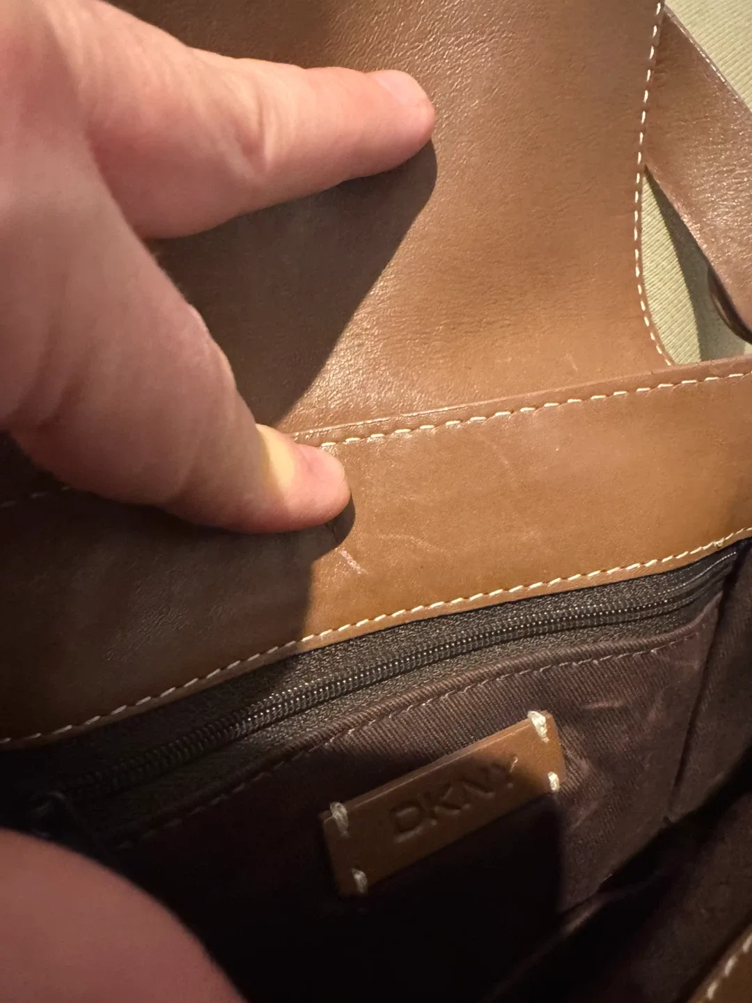 DKNY Brown Leather Shoulder Bag