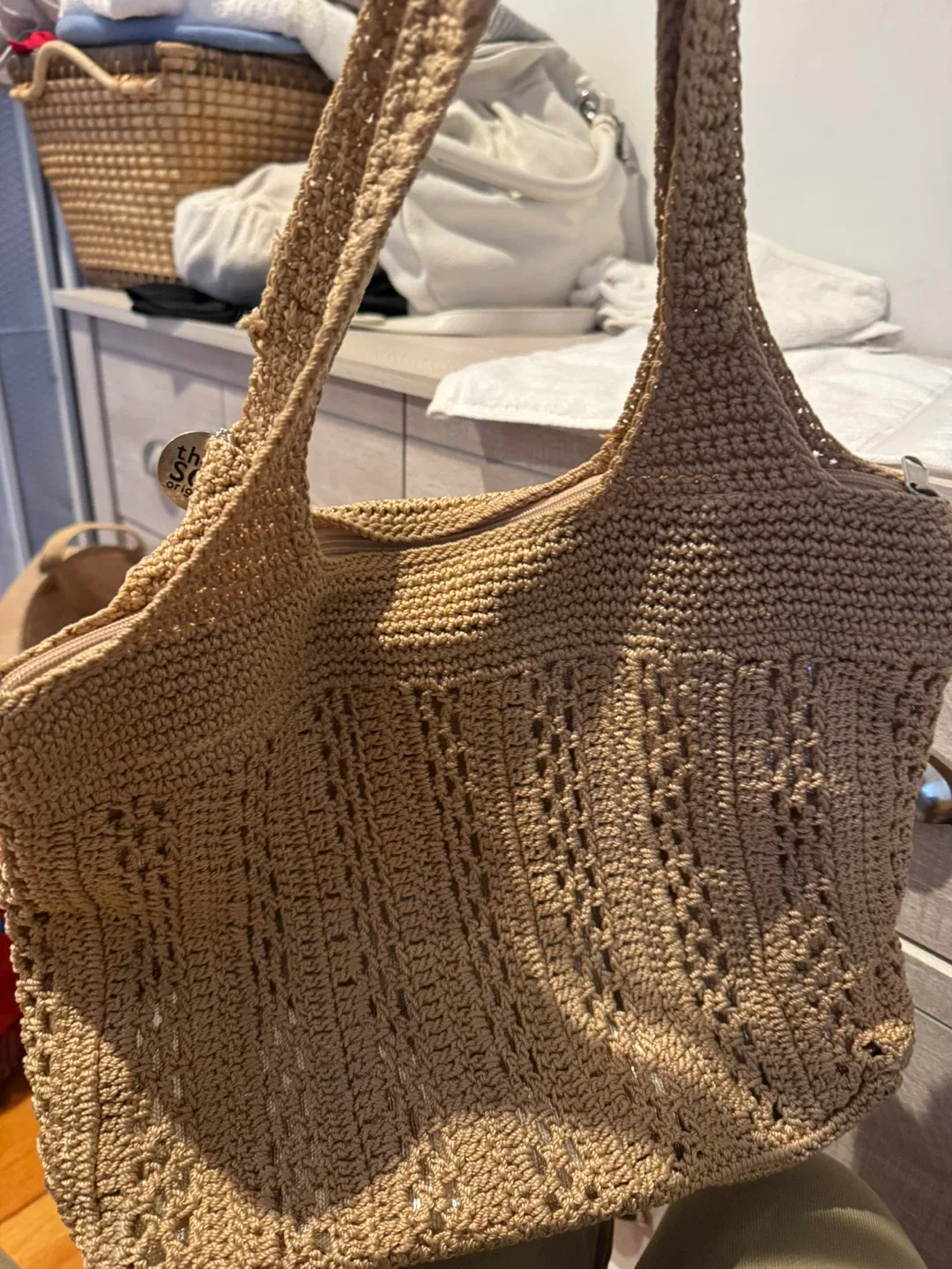Crochet Hobo Bag - Beige