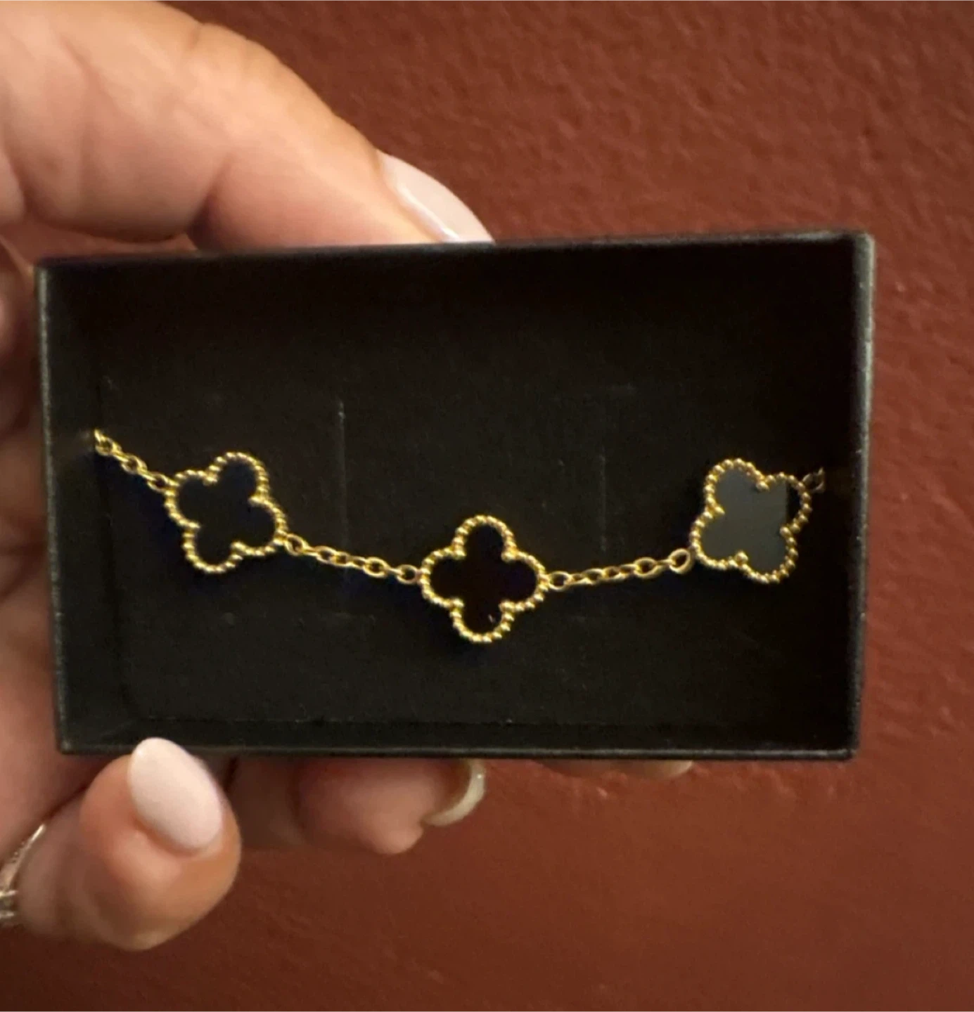 New 18K Gold SS Black Onyx Bracelet