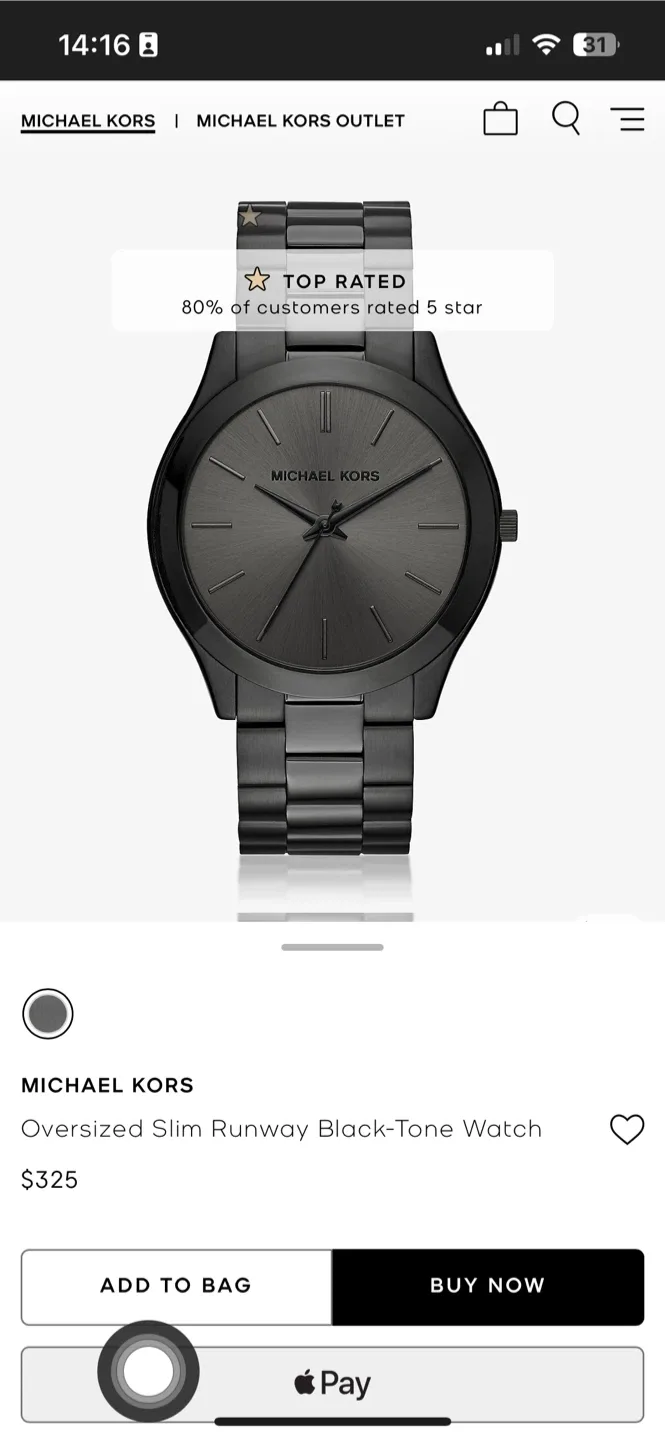 Michael Kors Oversized Slim Runway Black-Tone Watch image indicator(3)