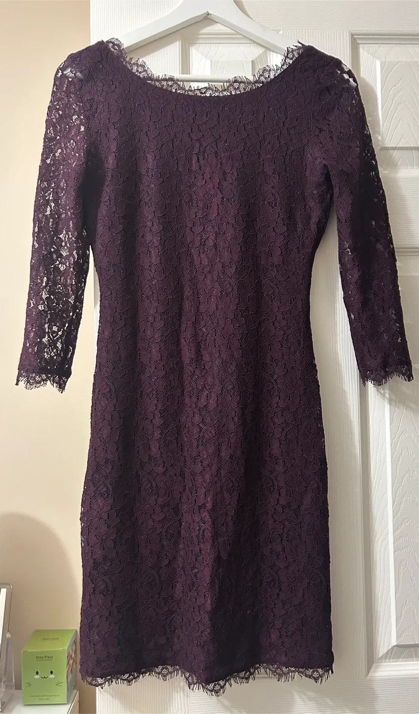 Aritzia Babaton Burgundy Lace Dress, Size Small image indicator(2)