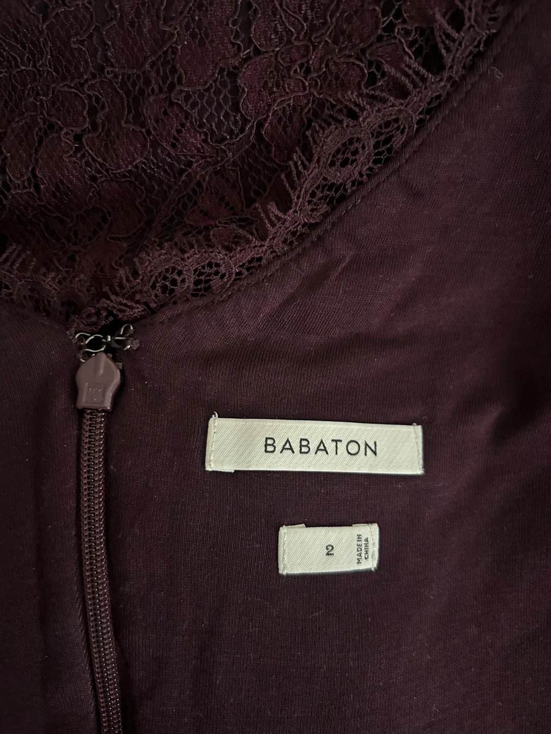 Aritzia Babaton Burgundy Lace Dress, Size Small image indicator(8)